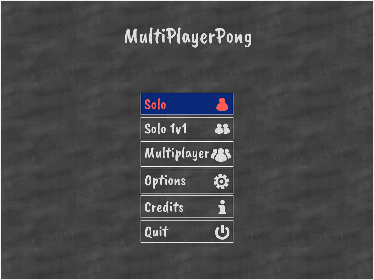Multiplayer pong main menu screen